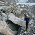 Kein Laufsteg: Michi im Zustieg auf dem Mer de Glace. Foto: Fritz Miller