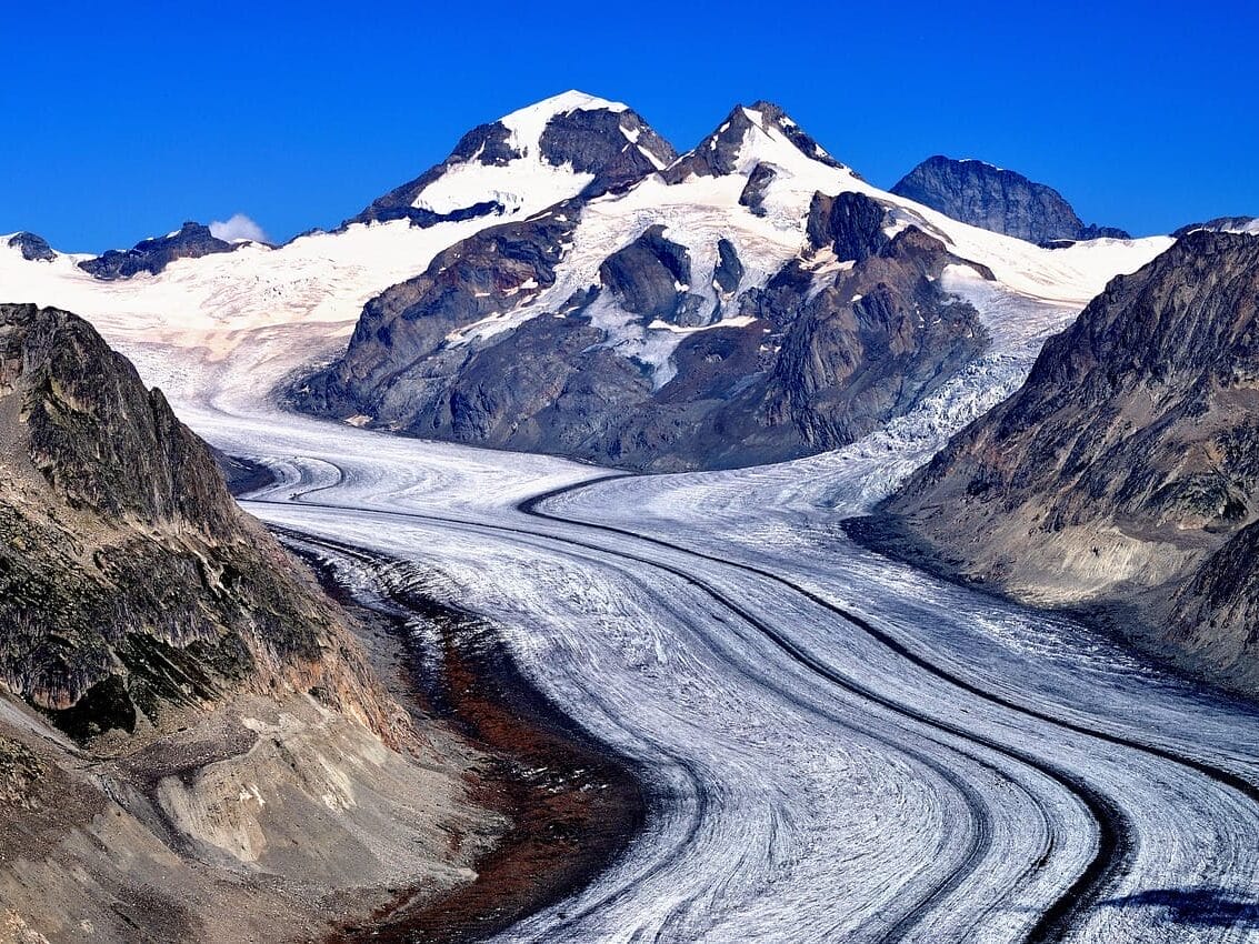 Der Aletschgletscher in den Alpen.