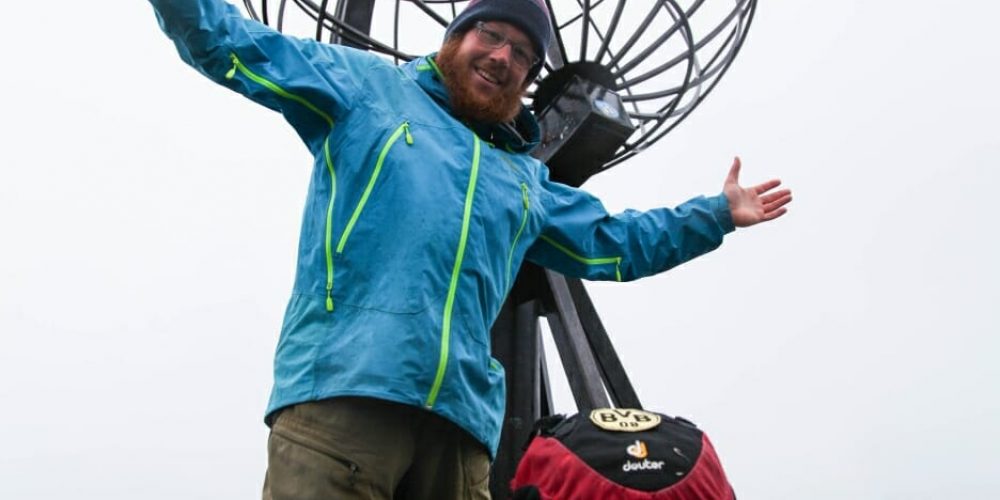 Simon am Anfang seiner Reise beim Kap Lindesnes. Foto: Matthias Friedrich
